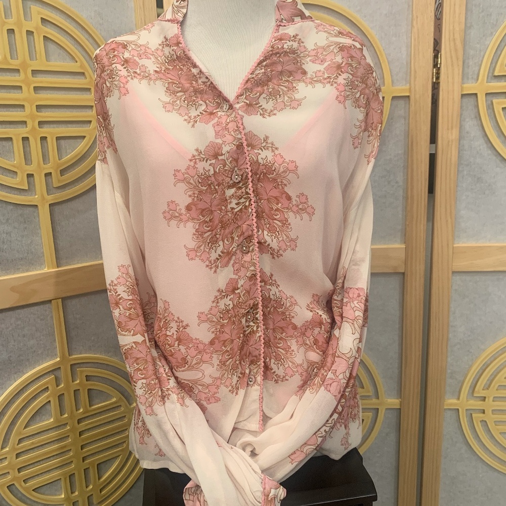 NWT Anthropologie - Forever That Girl - Floral Sheer Blouse, S, Retail 148.00